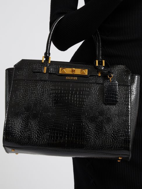 Sac à Main Imprimé Croco Raphie Guess Noir