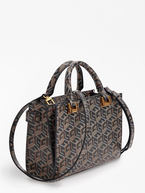 Guess Mini Sac à Main Atene G Cube Logo Noir