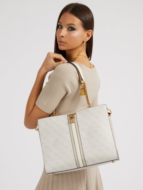 Sac Bandoulière Logo Ginevra 4g Crème Guess