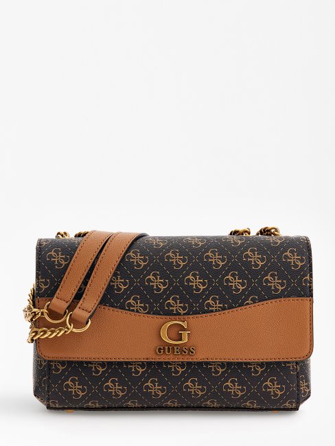 Sac à Bandoulière Nell 4g Logo Guess Marron