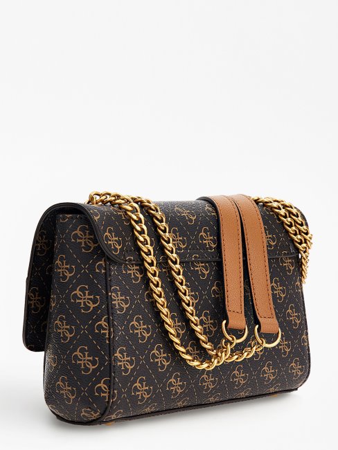 Sac à Bandoulière Nell 4g Logo Guess Marron