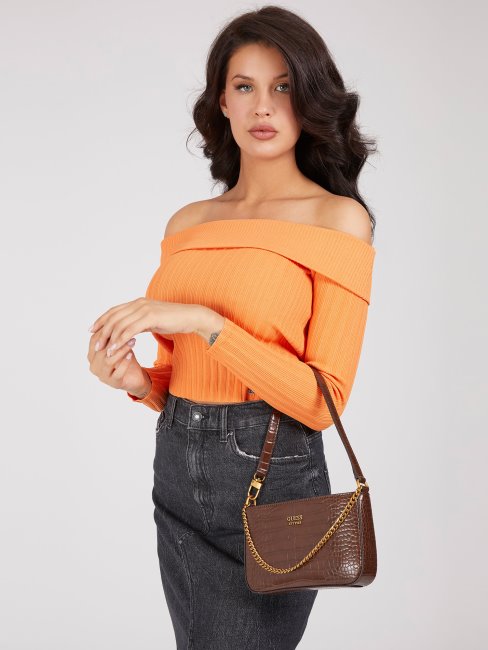 Guess Mini Sac Porté épaule à Imprimé Croco Katey