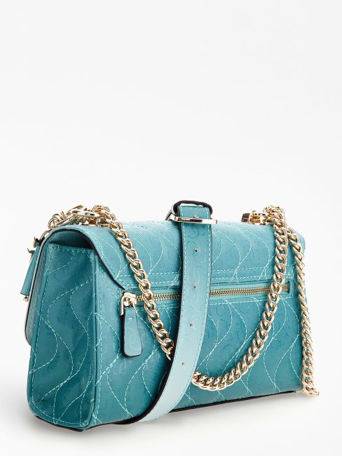 Mini Sac à Bandoulière Bleu Clair Logo Sasky 4g Guess