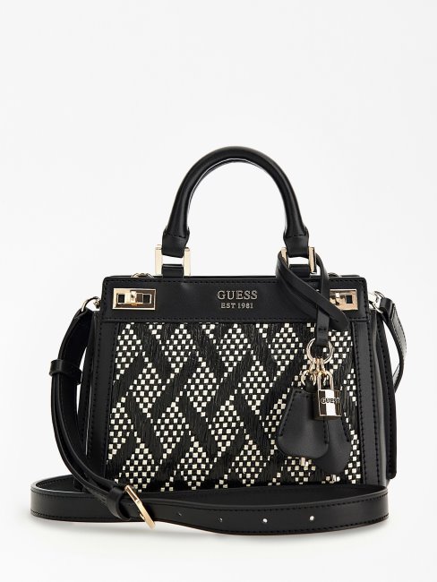 Mini Sac à Main Guess Katey En Raphia Noir