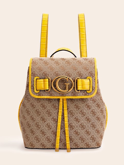 Mini Sac à Dos Jaune Aviana 4g Logo Guess