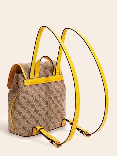 Mini Sac à Dos Jaune Aviana 4g Logo Guess