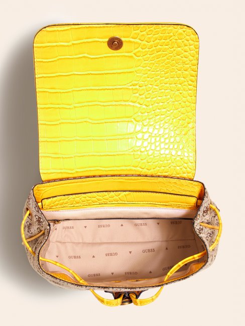 Mini Sac à Dos Jaune Aviana 4g Logo Guess