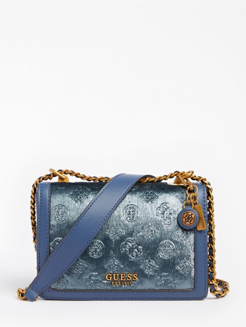 Abey Sac à Bandoulière En Velours Guess Bleu Clair