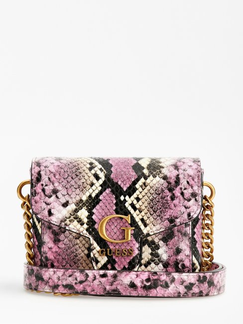 Guess Mini Sac à Bandoulière Shenny Rose à Imprimé Python