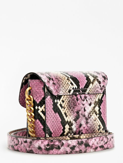 Guess Mini Sac à Bandoulière Shenny Rose à Imprimé Python