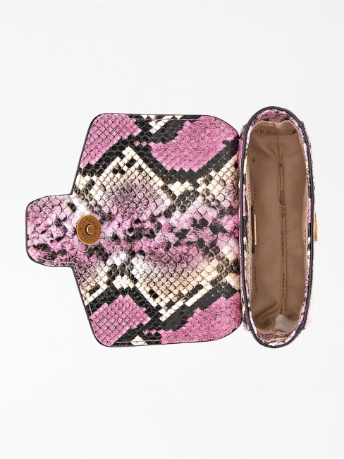 Guess Mini Sac à Bandoulière Shenny Rose à Imprimé Python