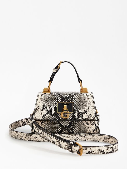 Mini Sac à Main Noir Imprimé Python Katey Guess