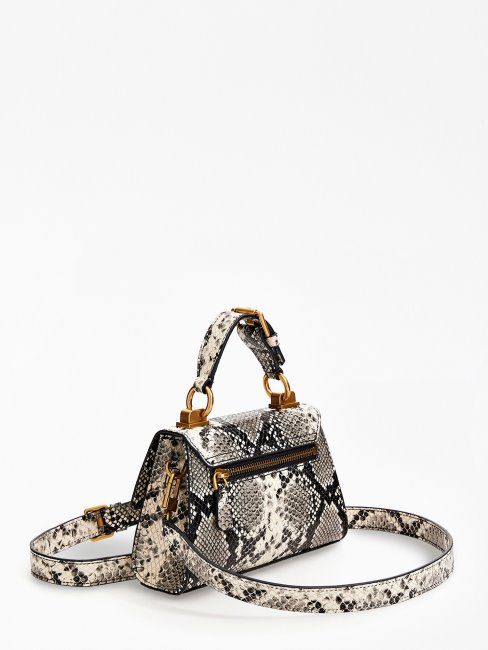 Mini Sac à Main Noir Imprimé Python Katey Guess