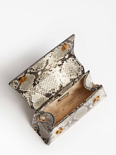 Mini Sac à Main Noir Imprimé Python Katey Guess