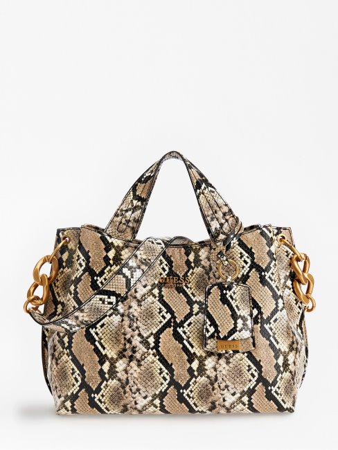 Sac à Main Zed Imprimé Python Guess Multi Beige