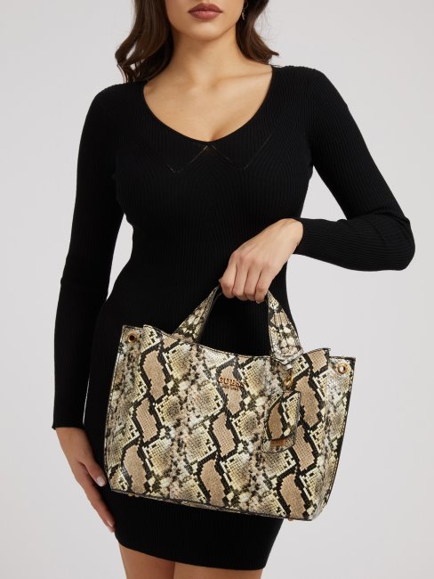 Sac à Main Zed Imprimé Python Guess Multi Beige