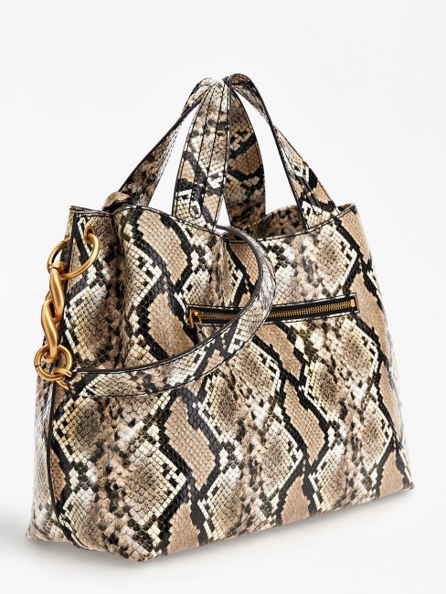Sac à Main Zed Imprimé Python Guess Multi Beige