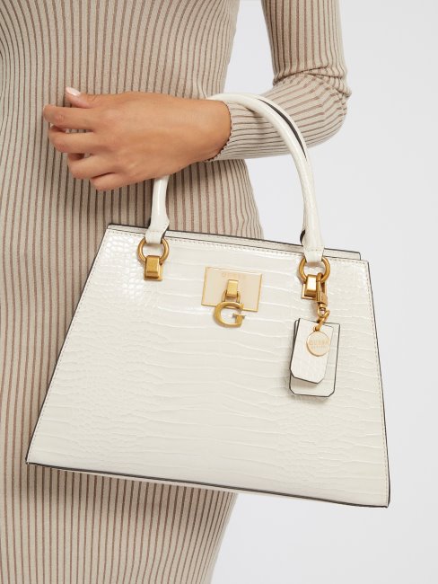 Sac à Main Guess Blanc Imprimé Croco Stephi