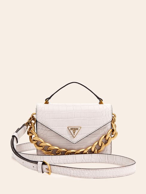 Mini Sac à Main Guess Retour Croco Blanc