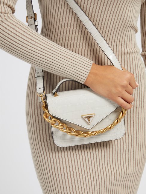 Mini Sac à Main Guess Retour Croco Blanc