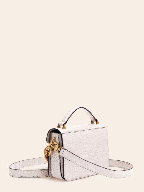 Mini Sac à Main Guess Retour Croco Blanc
