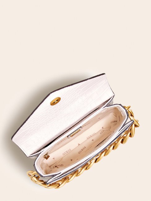 Mini Sac à Main Guess Retour Croco Blanc