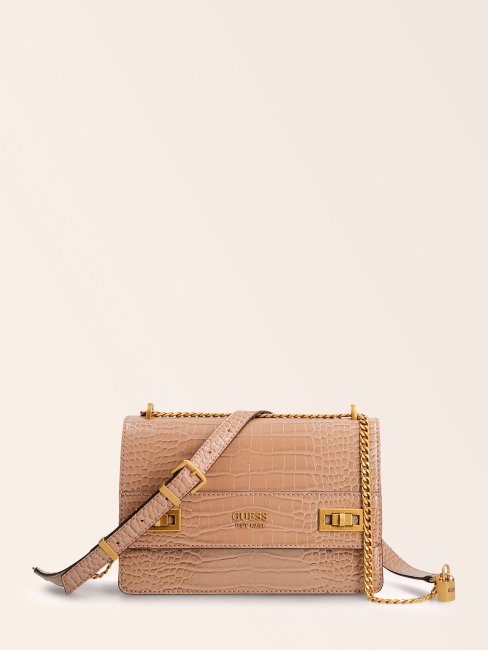 Mini Sac à Bandoulière Katey Croco Crème Guess