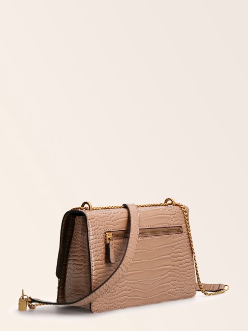 Mini Sac à Bandoulière Katey Croco Crème Guess
