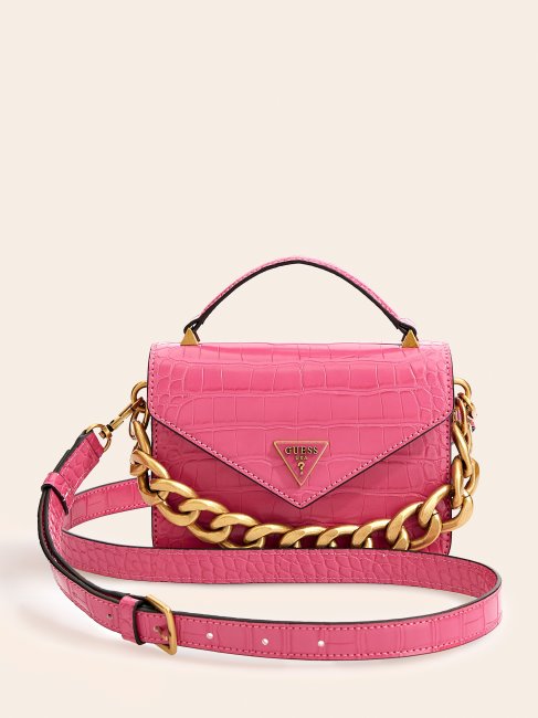 Retour Mini Sac à Main Imprimé Croco Guess Rose