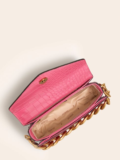 Retour Mini Sac à Main Imprimé Croco Guess Rose