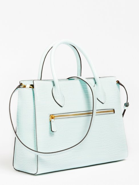 Sac à Main Guess Enisa Bleu Sarcelle à Imprimé Croco