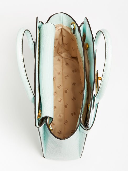 Sac à Main Guess Enisa Bleu Sarcelle à Imprimé Croco