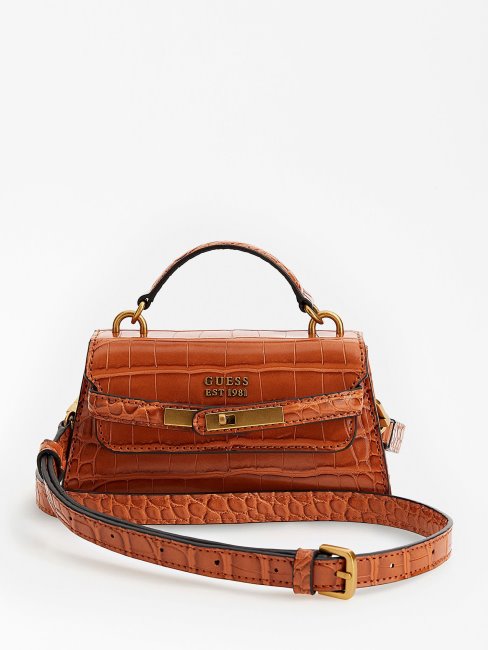 Micro Sac à Main Imprimé Croco Tullia Guess Marron