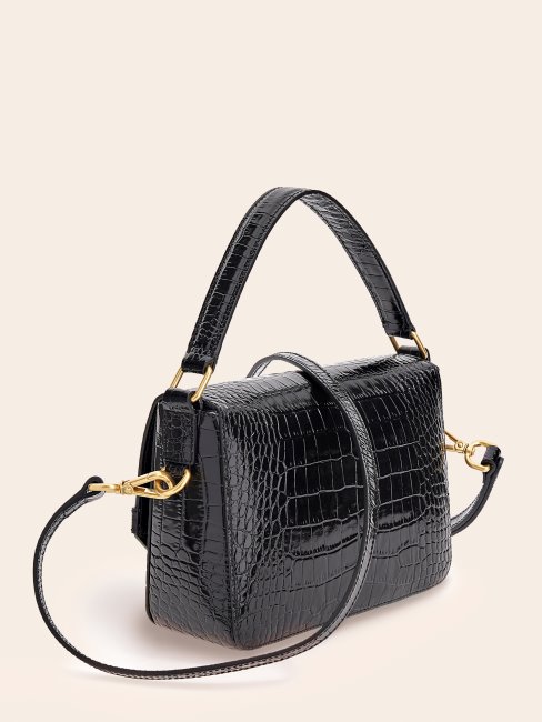 Sac Bandoulière Guess Cristina En Cuir Véritable Noir