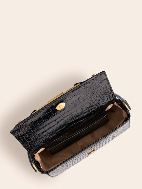 Sac Bandoulière Guess Cristina En Cuir Véritable Noir