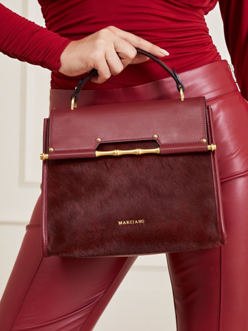 Sac à Main Guess Alia En Cuir Véritable Rouge