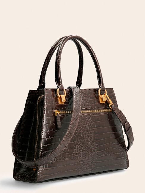 Sac à Main Stephi Imprimé Croco Marron Guess