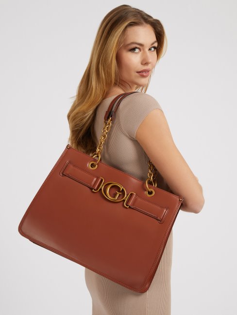 Sac Cabas Marron Guess Aviana Logo
