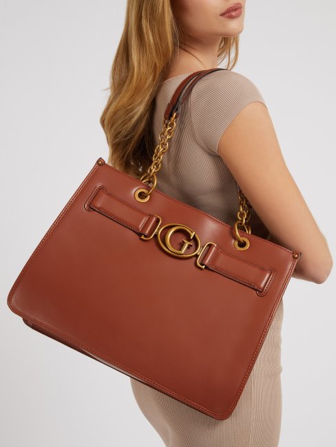 Sac Cabas Marron Guess Aviana Logo