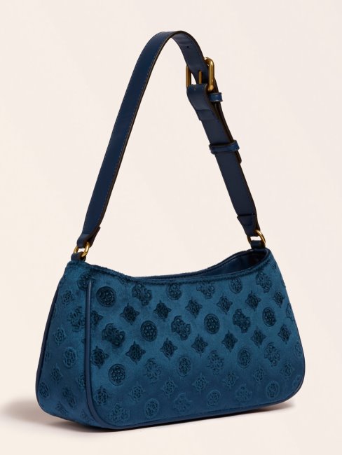 Guess Kimi Sac à Bandoulière En Velours Bleu