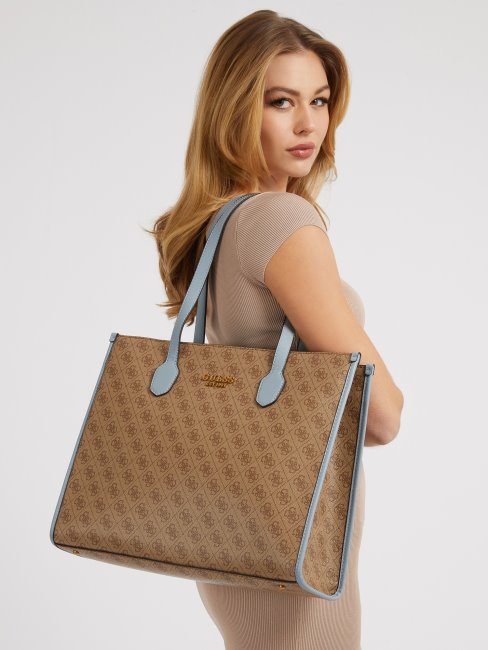 Sac Bandoulière Silvana 4g Logo Bleu Clair Guess