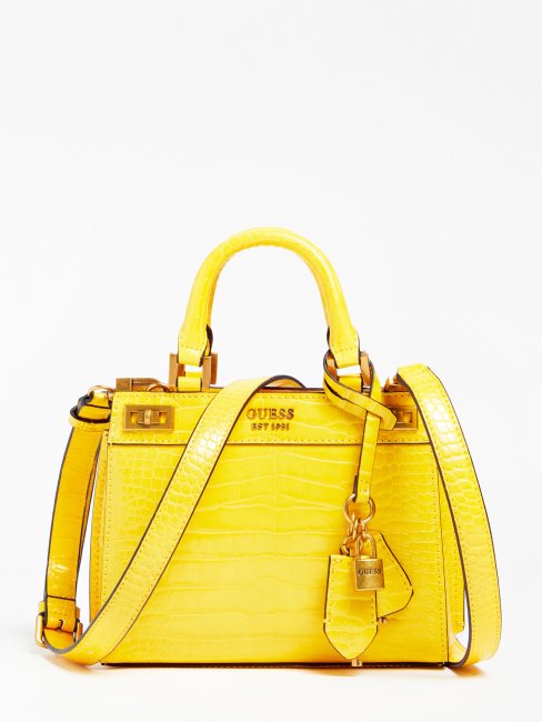 Mini Sac à Main Katey Croco Jaune Guess