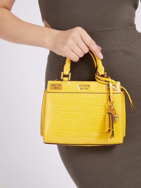 Mini Sac à Main Katey Croco Jaune Guess