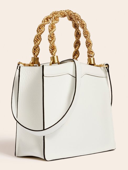 Aida Mini Sac à Main En Cuir Véritable Guess Blanc