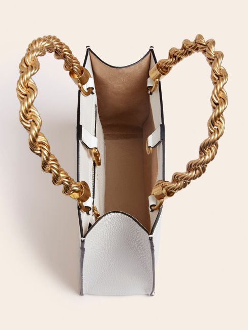 Aida Mini Sac à Main En Cuir Véritable Guess Blanc