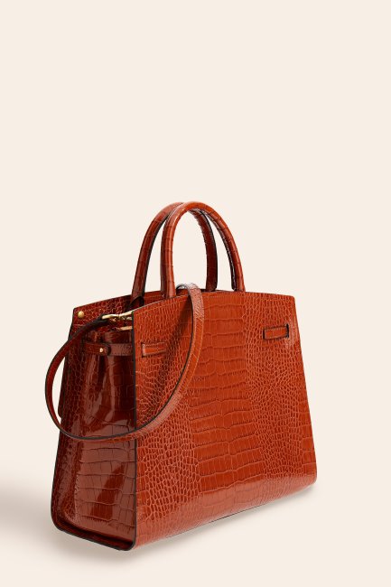 Sac à Main Guess Cristina En Cuir Véritable Marron