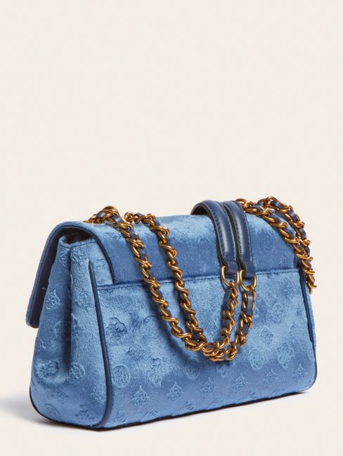 Sac à Bandoulière Bijou Kimi Velours Bleu Guess