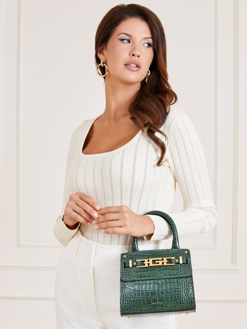 Mini Sac à Main Guess Cristina En Cuir Véritable Bleu