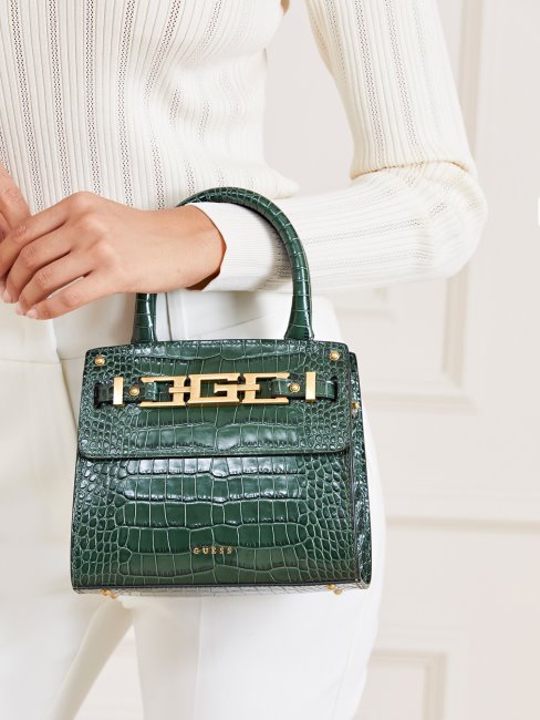 Mini Sac à Main Guess Cristina En Cuir Véritable Bleu