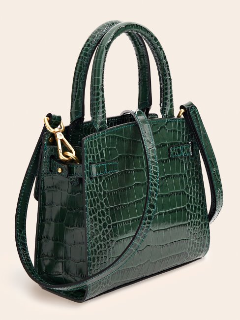 Mini Sac à Main Guess Cristina En Cuir Véritable Bleu